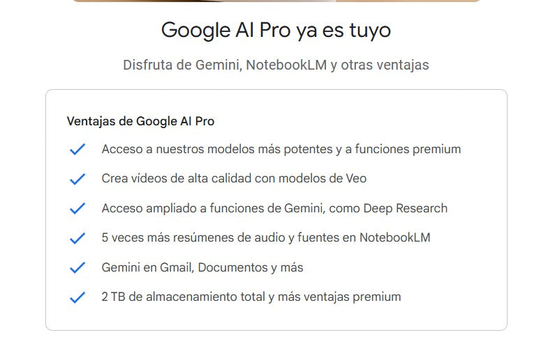 GOOGLE ONE 2 TB - ALMACENAMIENTO + GEMINI PRO 2.5 + GÉMINI FLASH + EDITOR NANO BANANA INCLUIDO - ANUAL 12 MESES 💕